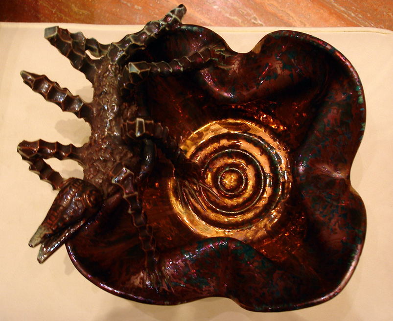 Giuseppe mazzotti: Vaso in ceramica Design Lizard del XX Secolo Opera originale e disponibile - Robertaebasta® Art Gallery opere d’arte esclusive.